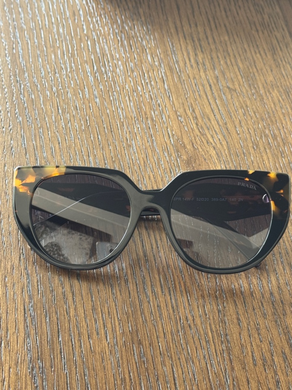 Prada Tortoiseshell Acetate Round Women Sunglasses - Dark Brown/Amber - Picture 12 of 12